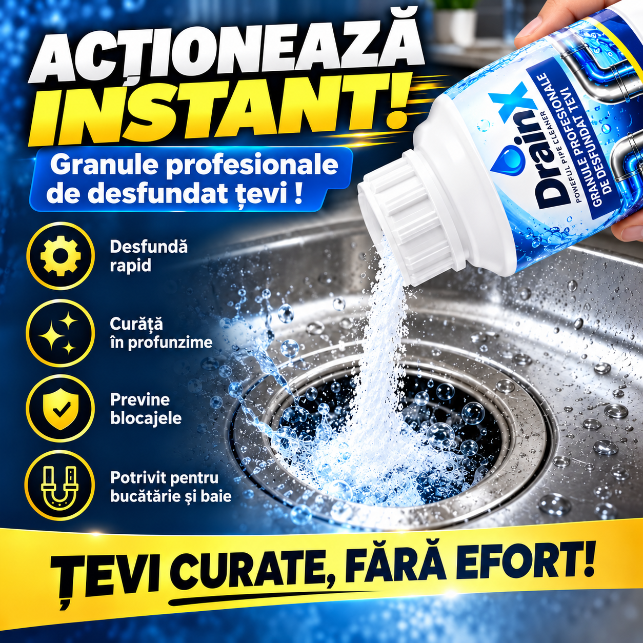 Soluție instantă pentru desfundat
