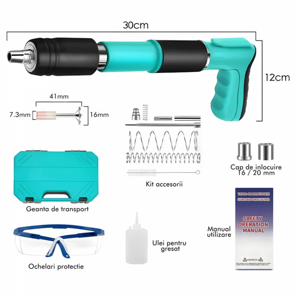 Kit pistol pentru fixat cuie + Set cuie
