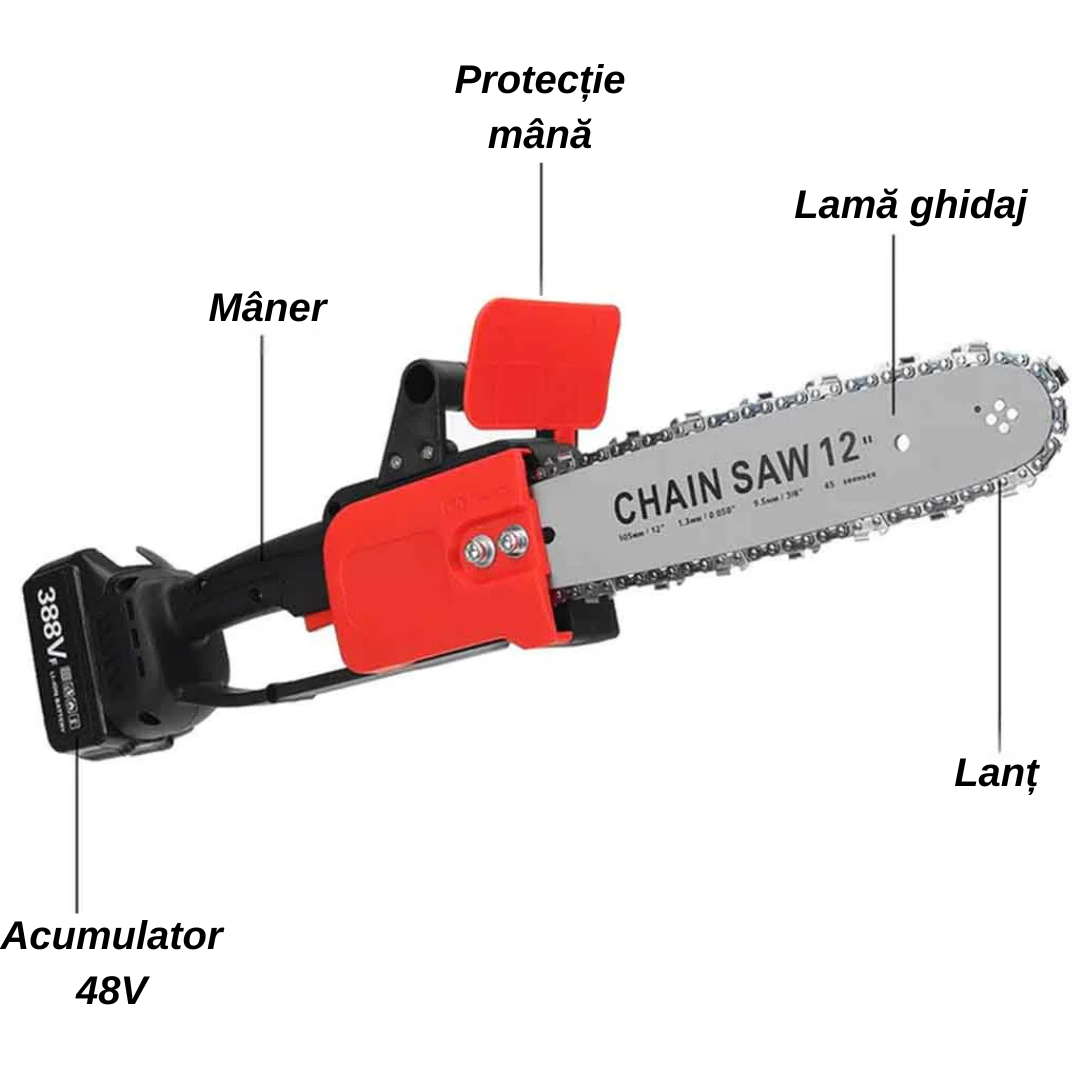 Drujbă cu lamă 32cm + 2 acumulatori 48V